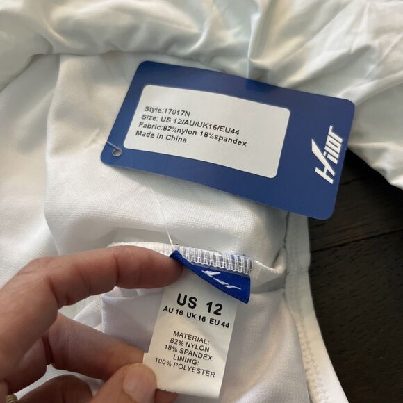 HILOR  Women's Size 12 White Swimsuit One Shoulder Asymmetric Ruffle NWT - Picture 4 of 7